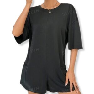 SHEIN EZwear Women's Round Neck Loose T-Shirt Romper